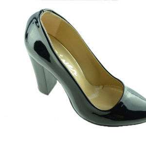 Pantof de zi cu aspect lucios, de culoare neagra, model clasic - Img 4
