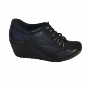 Pantof deosebit piele naturala fina, culoare neagra, talpa plina - Img 1