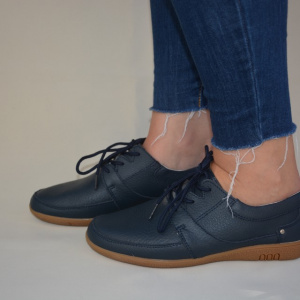 Pantof din piele naturala mata, culoare bleumarin, model clasic - Img 3