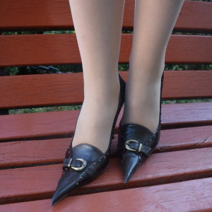 Pantof elegant cu toc inalt, varf ascutit, maro din piele naturala - Img 4