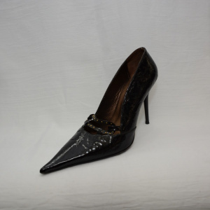 Pantof elegant, nuanta de negru, varf ascutit fashion - Img 5