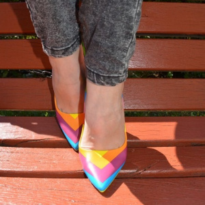 Pantof fashion tip stiletto cu design multicolor, toc inalt de 10,5 cm - Img 6