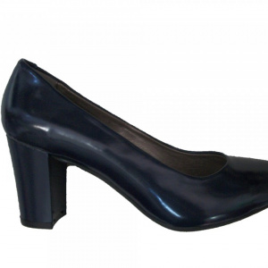 Pantof simplu, model casual, din piele naturala lacuita bleumarin - Img 1