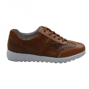 Pantof sport din piele naturala, culoare maro, cu design clasic - Img 2