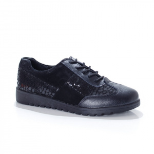 Pantof sport, negru, cu design de buline lucioase in lateral - Img 5