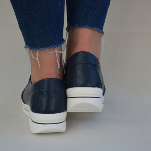 Pantof trendy cu talpa groasa si insertie de elastic, bleumarin - Img 5
