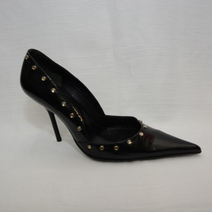 Pantof usor decupat lateral, strasuri fashion, nuanta de negru - Img 5