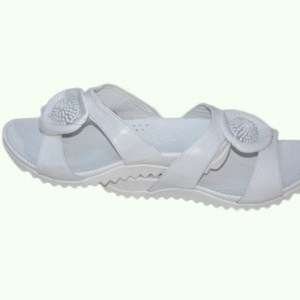 Papuc alb, tineresc, cu floare aplicata pe mijloc, talpa comoda - Img 2