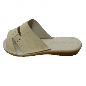 Papuc cu talpa joasa, flexibila, din piele naturala, de culoare bej - Img 1