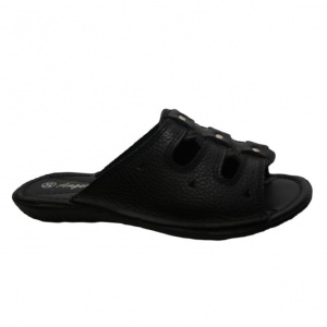 Papuc modern, din piele naturala, neagra, cu talpa joasa