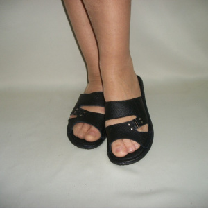 Papuci comozi, din piele, de culoare neagra, cu talpa plata, flexibila - Img 5