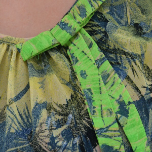 Rochie casual cu maneca scurta, bleumarin cu design verde - Img 6