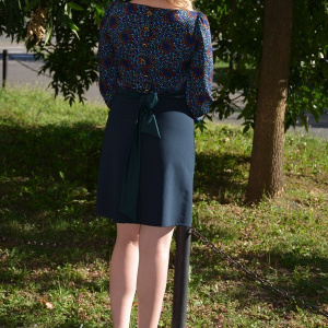 Rochie casual, de culoare bleumarin cu top turcoaz-albastru - Img 4