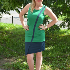Rochie casual de primavara-vara, de culoare verde-bleumarin - Img 2