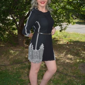Rochie casual, din voal plisat, cu maneci trei-sferturi, negru-alb - Img 4