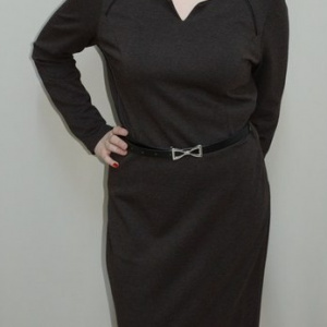 Rochie casual in masuri mari, de culoare maro, cu curea in talie - Img 2