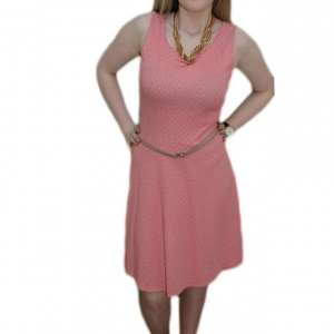 Rochie casual, pe corai, fara maneci, cu curea subtire in talie si in clos - Img 1