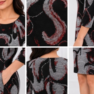 Rochie casula Raluca cu model abstract,negru - Img 3
