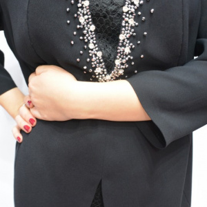 Rochie chic de ocazie cu insertii de dantela si strasuri aplicate - Img 8