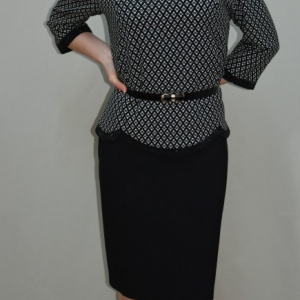 Rochie chic tip costum cu peplum in talie si imprimeu rafinat sus - Img 5