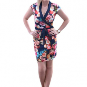 Rochie comoda,  scurta ,sexi cu trandafiri multicolori - Img 1