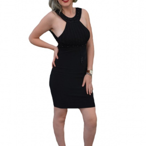 Rochie cu spatele in forma de x, de culoare neagra - Img 1