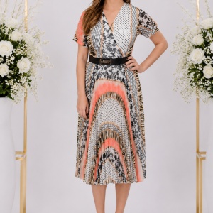 Rochie dama, casual, cu model abstract, multicolor