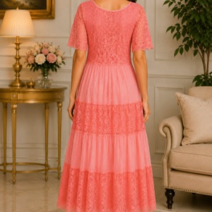 Rochie damă lejeră corai cu imprimeu floral și croială vaporoasă - Img 2