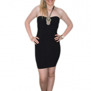 Rochie de club, in jurul gatului cu un lantisor din cristale - Img 1