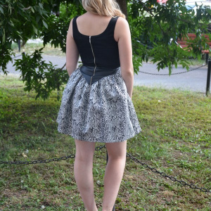 Rochie de culoare negru-argintiu si insertie din piele ecologica - Img 4