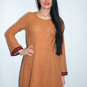 Rochie de iarna cu insertii argintii,nuanta maro - Img 6