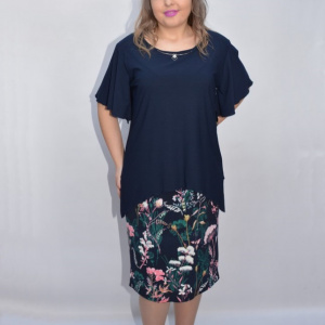 Rochie de ocazie Kori cu imprimeu floral ,bleumarin - Img 2