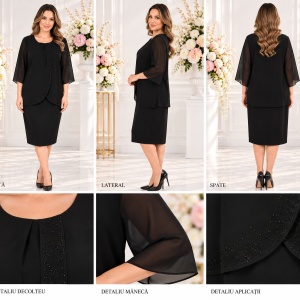 Rochie de ocazie neagra cu strasuri fine in fata - Img 2