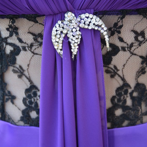 Rochie de ocazie, rafinata , mov cu inserti de dantela in talie - Img 6