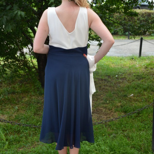 Rochie de seara, de lungime medie, bleumarin cu alb - Img 4