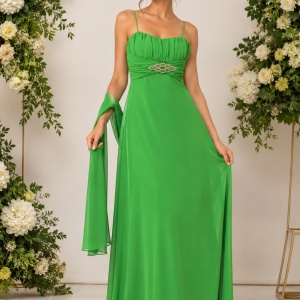 Rochie de seara deosebita, model simplu si rafinat, verde deschis