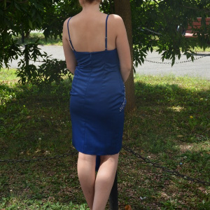 Rochie de seara foarte eleganta, cu garnituri de pietre, pe albastru - Img 5