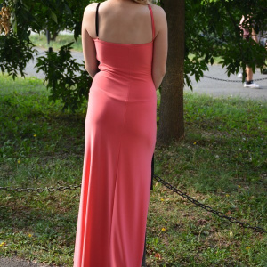 Rochie de seara rafinata, combinatie de roz cu negru, design sexi - Img 4