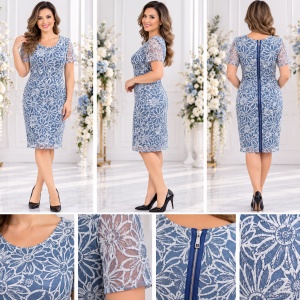 Rochie de vara cu maneca scurta si imprimeu cu margarete albe - Img 2