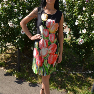 Rochie de zi cu imprimeu multicolor - Img 3
