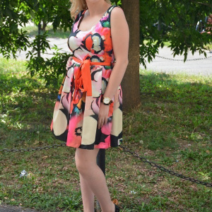 Rochie de zi, multicolora si cu imprimeu floral deosebit - Img 5