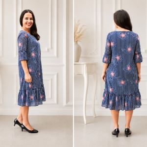 Rochie de zi vaporoasa Ameline,nuanta de bleumarin - Img 2