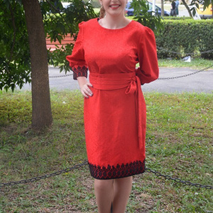 Rochie deosebita de culoare rosie, model elegant, masura mare - Img 3