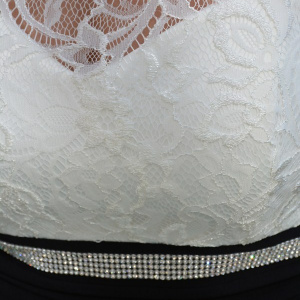 Rochie din dantela rafinata, esarfa fashion, negru-alb - Img 3