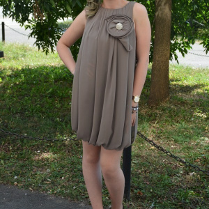 Rochie din voal gri, de seara scurta, eleganta - Img 5