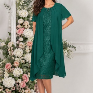 Rochie eleganta Caroline din voal ,nuanta de verde