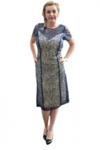 Rochie eleganta, de culoare bleumarin, din material cu paiete