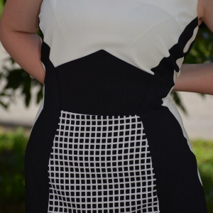 Rochie eleganta, de culoare neagra cu design deosebit alb - Img 5