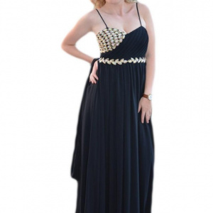 Rochie eleganta ,de culoare neagra, cu top, cu cristale - Img 1