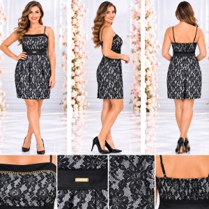 Rochie eleganta din dantela neagra pe captuseala alba - Img 2